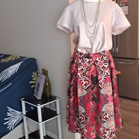 Jupe New York & Company à Imprimé Floral - Taille L, 100% Coton, Portée 2 Fois
